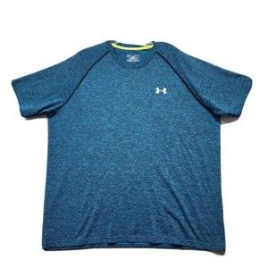 Under Armour TShirt Mens 2XL Blue Heather Solid Loose HeatGear Short Sleeve